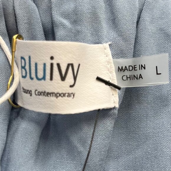 Bluivy Shirt Off Shoulder Cropped Womens Large Blue New Socielle - Picture 7 of 13